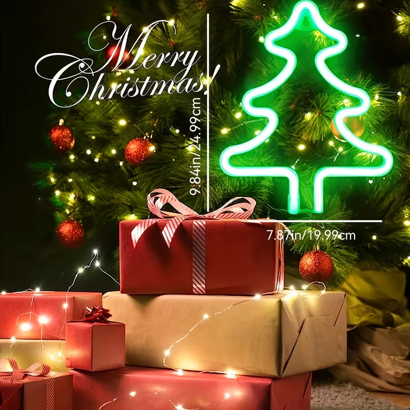 Neon christmas tree light